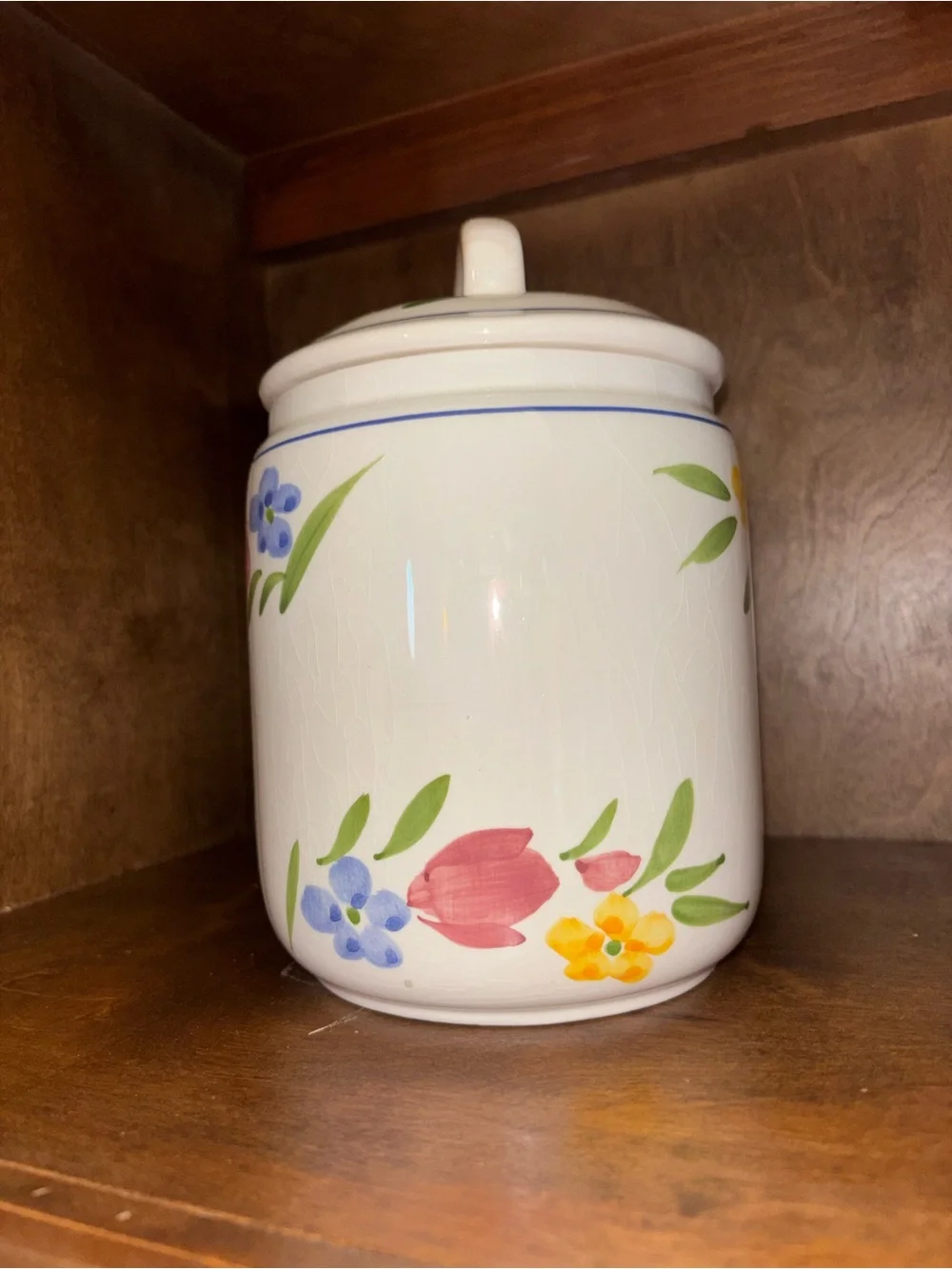 Ceramic Floral Canister Set - White with Multicolor Flowers